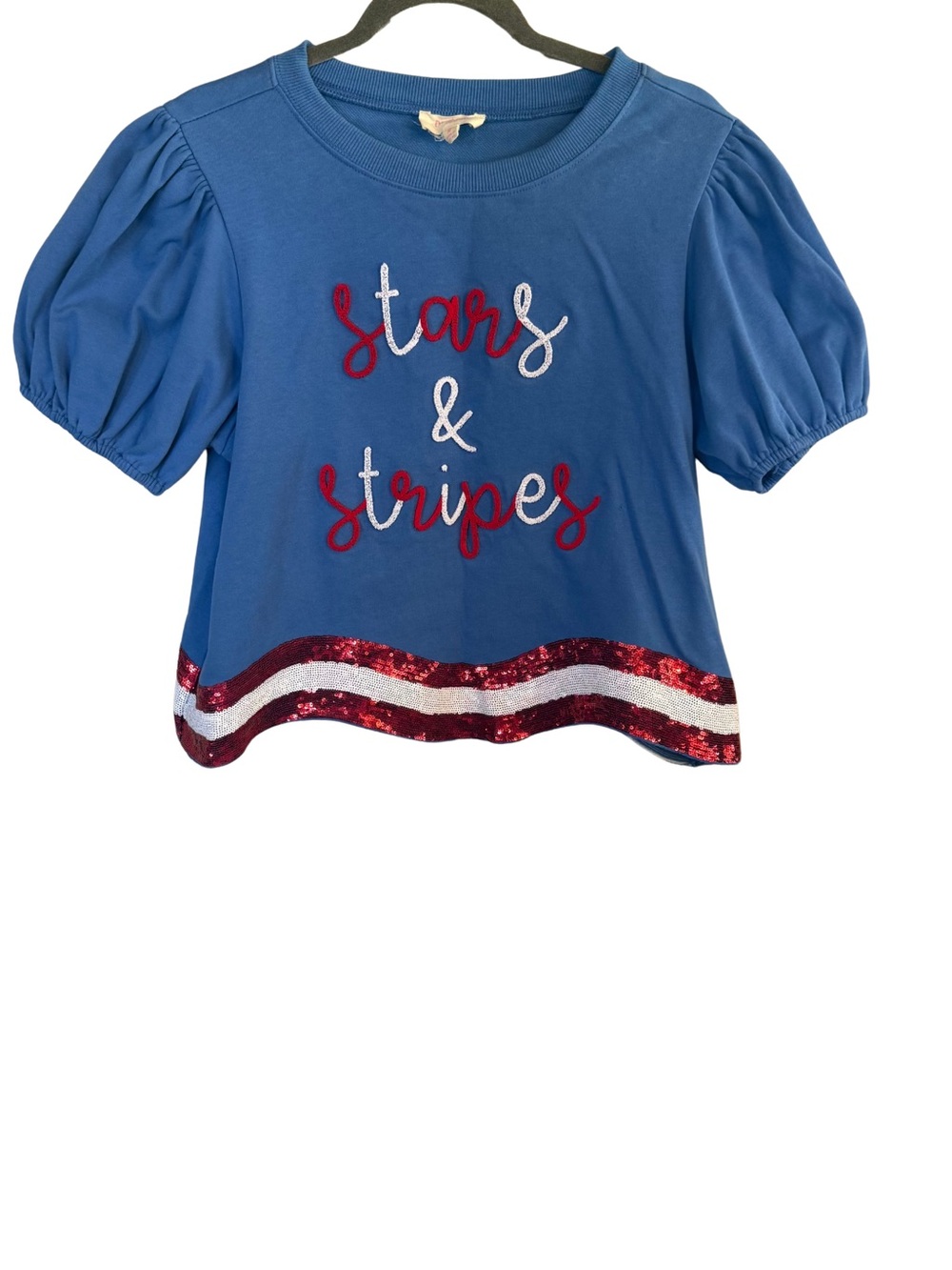 Women’s Blue 'Stars & Stripes' Puff Sleeve Top